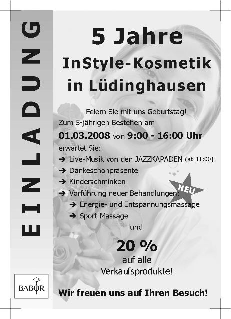 Flyer 5 Jahre InStyle-Kosmetik